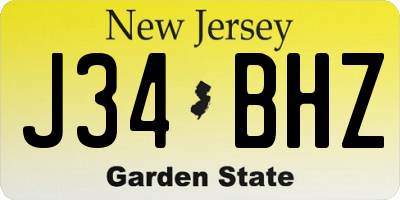 NJ license plate J34BHZ