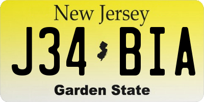 NJ license plate J34BIA