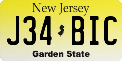NJ license plate J34BIC