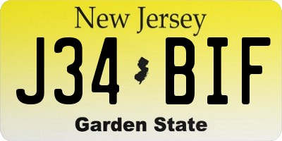 NJ license plate J34BIF