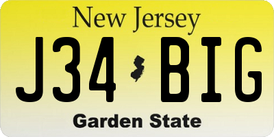 NJ license plate J34BIG