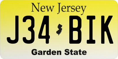 NJ license plate J34BIK