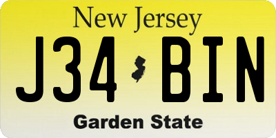 NJ license plate J34BIN