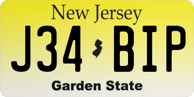NJ license plate J34BIP