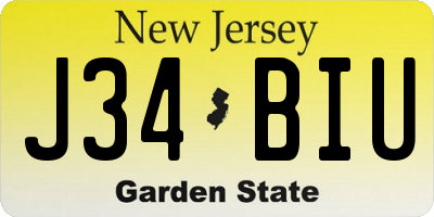 NJ license plate J34BIU