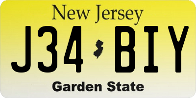 NJ license plate J34BIY