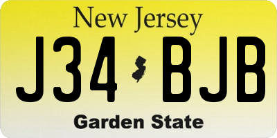 NJ license plate J34BJB