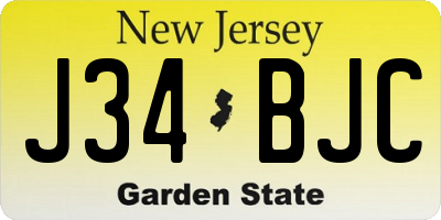 NJ license plate J34BJC