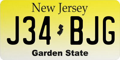 NJ license plate J34BJG