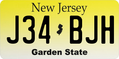 NJ license plate J34BJH