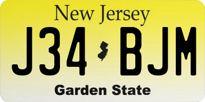 NJ license plate J34BJM