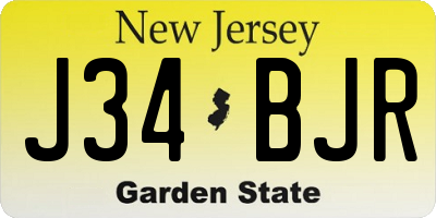 NJ license plate J34BJR