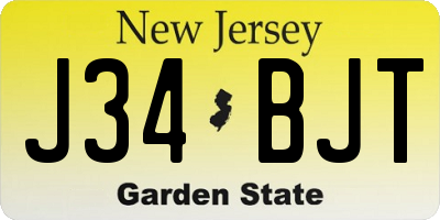 NJ license plate J34BJT