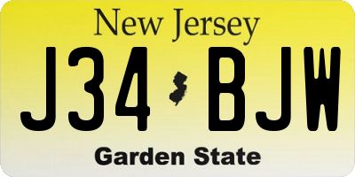 NJ license plate J34BJW