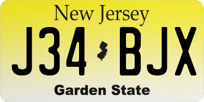 NJ license plate J34BJX