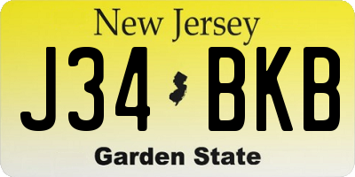 NJ license plate J34BKB