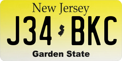 NJ license plate J34BKC
