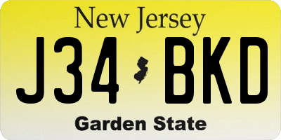 NJ license plate J34BKD