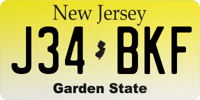 NJ license plate J34BKF