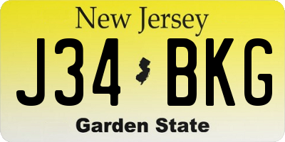 NJ license plate J34BKG