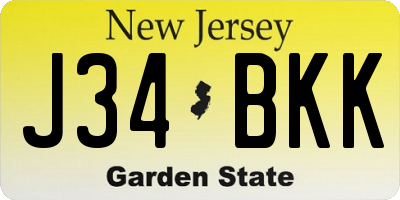 NJ license plate J34BKK