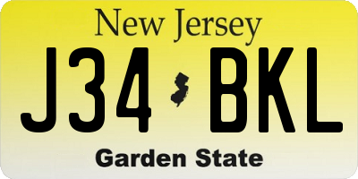 NJ license plate J34BKL
