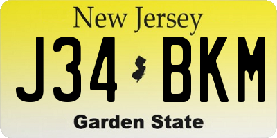 NJ license plate J34BKM