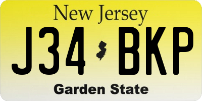 NJ license plate J34BKP