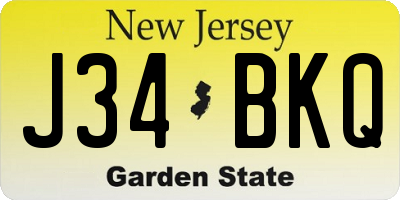 NJ license plate J34BKQ