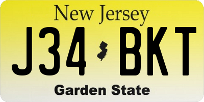 NJ license plate J34BKT