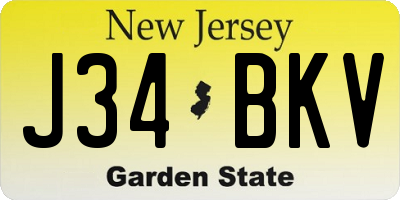 NJ license plate J34BKV