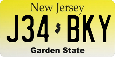 NJ license plate J34BKY