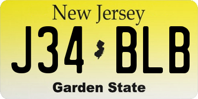 NJ license plate J34BLB
