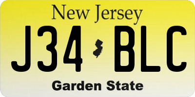 NJ license plate J34BLC