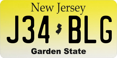NJ license plate J34BLG