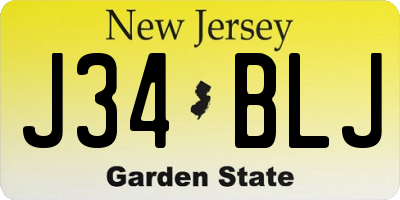 NJ license plate J34BLJ