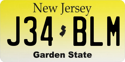 NJ license plate J34BLM