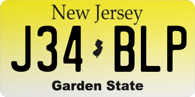 NJ license plate J34BLP