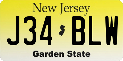 NJ license plate J34BLW