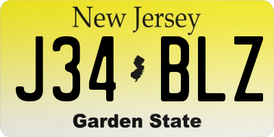 NJ license plate J34BLZ