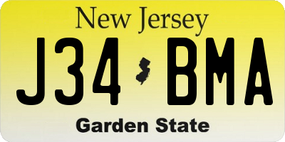 NJ license plate J34BMA