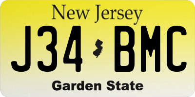 NJ license plate J34BMC