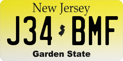 NJ license plate J34BMF