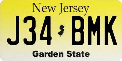 NJ license plate J34BMK