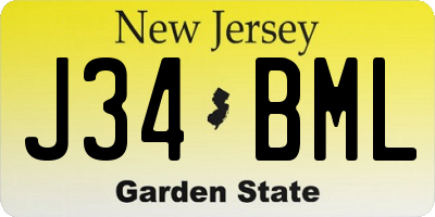 NJ license plate J34BML