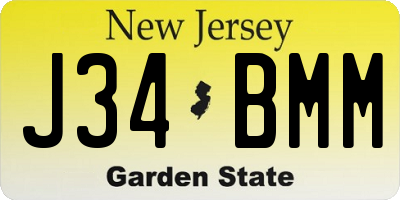 NJ license plate J34BMM