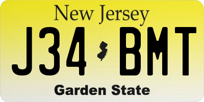 NJ license plate J34BMT