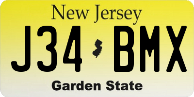 NJ license plate J34BMX
