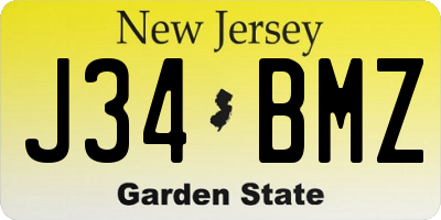 NJ license plate J34BMZ