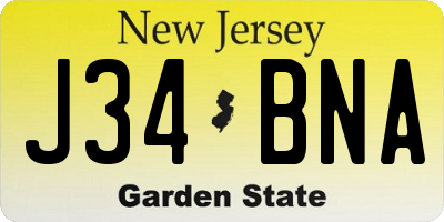 NJ license plate J34BNA